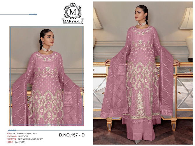 Maryams 157 Heavy Net Embroidery Pakistani Suits Catalog
